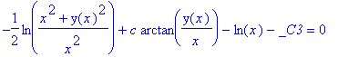 -1/2*ln((x^2+y(x)^2)/x^2)+c*arctan(y(x)/x)-ln(x)-_C3 = 0