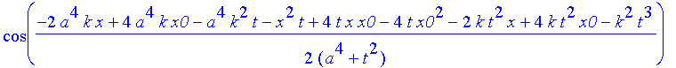 safe3 := 1/(a^4+t^2)^(1/4)*((Heaviside(x+x0)-Heaviside(x-x0))^2*(2*exp(-a^2*(x^2+6*x*x0+10*x0^2)/(a^4+t^2))*cos(1/2*(2*a^4*k*x+8*a^4*k*x0+a^4*k^2*t+x^2*t+8*t*x*x0+16*t*x0^2+2*k*t^2*x+8*k*t^2*x0+k^2*t^3...