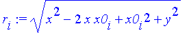 r[i] := (x^2-2*x*x0[i]+x0[i]^2+y^2)^(1/2)