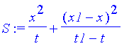 S := x^2/t+(x1-x)^2/(t1-t)
