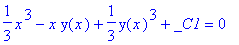 1/3*x^3-x*y(x)+1/3*y(x)^3+_C1 = 0