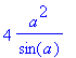 4*a^2/sin(a)