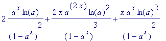 2*a^x*ln(a)/((1-a^x)^2)+2*x*a^(2*x)*ln(a)^2/((1-a^x...