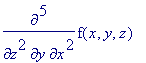 diff(f(x,y,z),`$`(x,2),y,`$`(z,2))