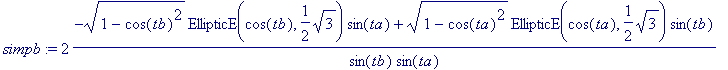 simpb := 2*(-sqrt(1-cos(tb)^2)*EllipticE(cos(tb),1/...