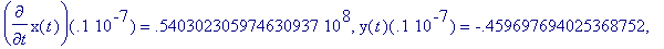 [t(.1e-7) = .1e-7, x(t)(.1e-7) = .84147098496068817...