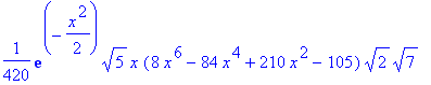 1/420*exp(-1/2*x^2)*5^(1/2)*x*(8*x^6-84*x^4+210*x^2-105)*2^(1/2)*7^(1/2)