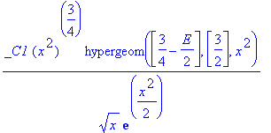 _C1/x^(1/2)/exp(1/2*x^2)*(x^2)^(3/4)*hypergeom([3/4-1/2*E],[3/2],x^2)+_C2/x^(1/2)/exp(1/2*x^2)*Pi^(1/2)*((x^2)^(1/4)/GAMMA(3/4-1/2*E)*hypergeom([1/4-1/2*E],[1/2],x^2)-2*(x^2)^(3/4)/GAMMA(1/4-1/2*E)*hyp...