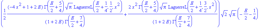 -1/2*(x^2)^(1/4)*(-_C1*csgn(x)*x*(1/2*(-4*x^2+1+2*E)/(1+2*E)/GAMMA(1/2*E+7/4)*GAMMA(1/2*E+5/4)*Pi^(1/2)*LaguerreL(1/2*E+1/4,1/2,x^2)+2*x^2/(1+2*E)/GAMMA(1/2*E+7/4)*GAMMA(1/2*E+5/4)*Pi^(1/2)*LaguerreL(1...